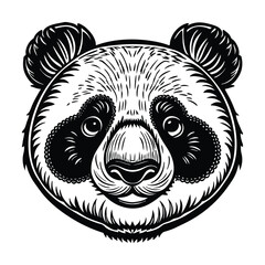 a cute panda head face vector art silhouette 