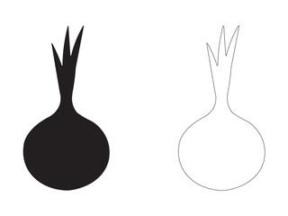 Simple Black and White Onion Silhouettes for Culinary Design