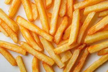 French fries on a white plate with ketchup and a side of mayo, served on a rustic wooden table with a blurred background of a cozy cafe setting.