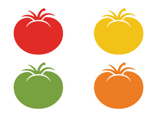Four colorful tomato icons, representing ripeness stages.