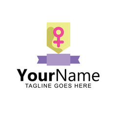Feminine Logo Design. Shield & Ribbon Concept