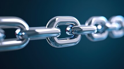 Obraz premium Interlocked metallic chain links against blue gradient backdrop symbolizing connection