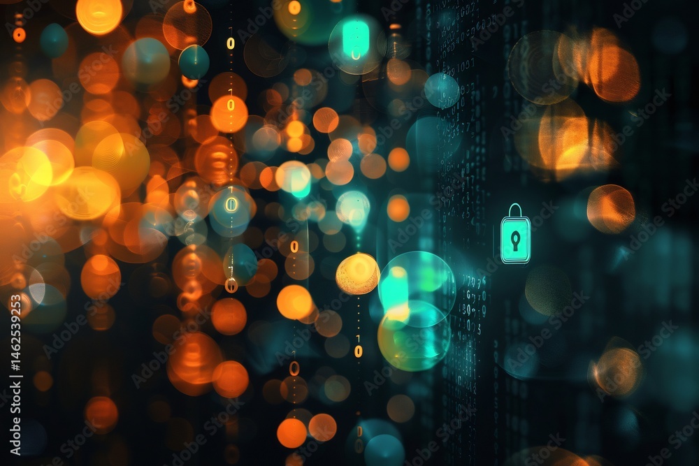 Poster abstract digital security concept illustrating network protection and encryption