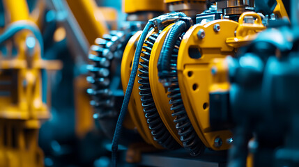 Obraz premium Close-Up of Industrial Robotic Arm Mechanism