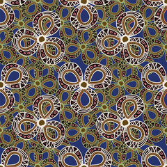 Seamless floral pattern, artistic ditsy print with vintage motif. Elegant botanical design with simple hand drawn plants: small white flowers, leaves on a black background. Vector illustration