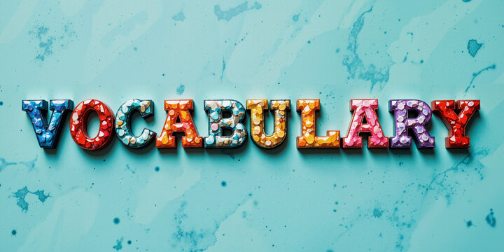 the word vocabulary is made of colorful letters