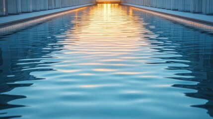Water surface with a reflection of a bridge in a calm urban river scene