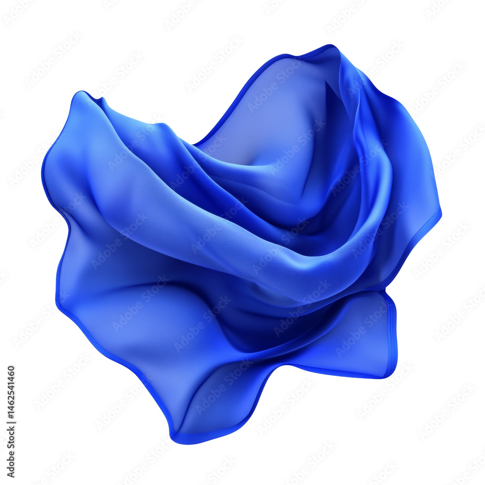 Aufkleber Elegant azure fabric swirling and floating against a stark setting creating dynamic visual intrigue