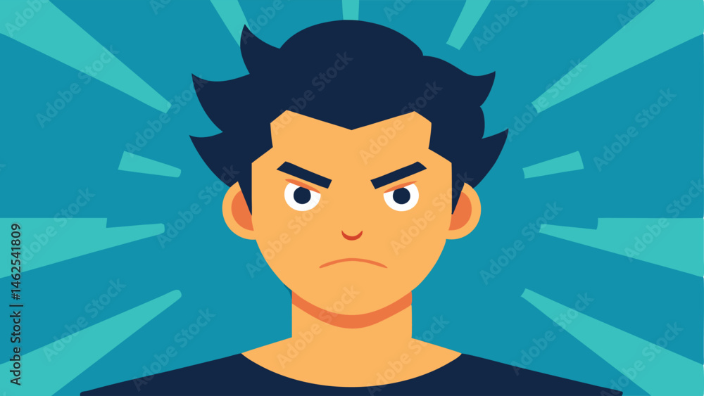 Aufkleber furrowed brows and clenched jaw a frontal view of a persons face with exaggerated brows drawn togeth