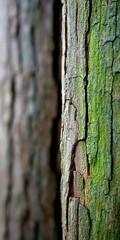 Obraz premium Close-up view of textured tree bark showing vibrant colors