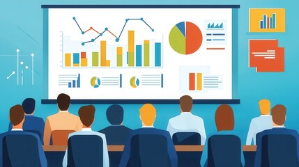 Obraz premium Business presentation with diverse individuals in a conference room.