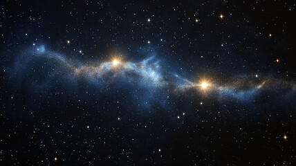 Shimmering stars twinkling in the quiet night sky against a vast and deep black background