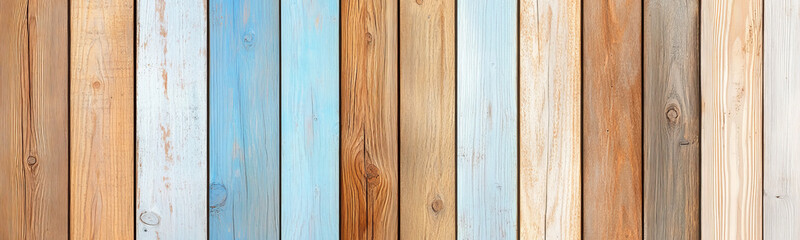 Obraz premium Vertical Wooden Planks Of Varying Colors And Textures Create A Detailed Textured Background