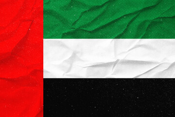 An abstract textured flag for the United Arab Emirates, bold color fields, national identity, pride.