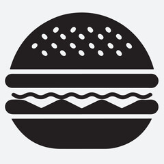 hamburger silhouette vector art illustration, fast food hamburger
