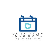 Calendar Heart Logo Design. Minimalist Love Date Icon