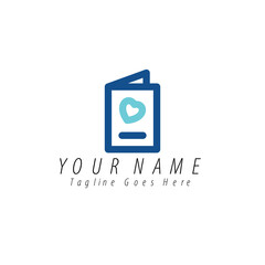 Modern Minimalist Heart Greeting Card Logo Design Template