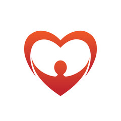 Happy people love logo abstract person heart vector symbol icon