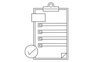 Clipboard with checklist continuous one line drawing and minimalist style