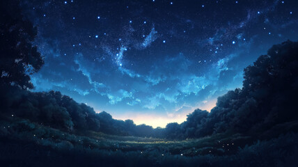 Naklejka premium Beautiful starry night sky filled with twinkling stars in a calm and peaceful cosmic setting