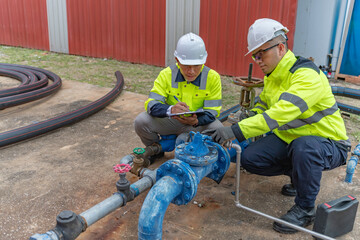 An engineer specializing in water supply systems, responsible for meter readings, pipeline...