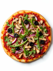Delicious Vegetarian Pizza Recipe Mushrooms Olives and Onions Cut Out Transparent Png