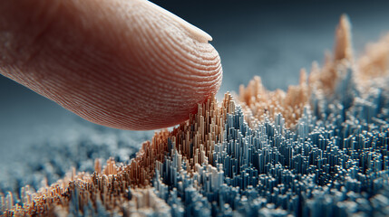 Close-Up of Finger Touching Rising Graph Visualizing Data on Technology and Growth