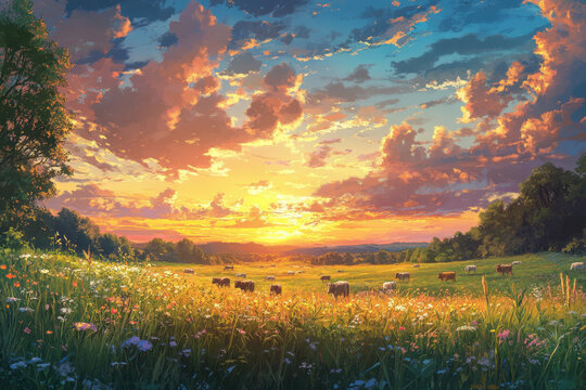 Brightly colored anime characters in action, set against a dynamic cityscape backdrop with futuristic elements, creating a vibrant and energetic scene.