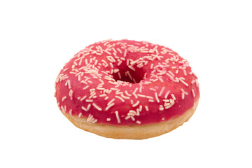Donut rouge avec confettis blanc au format PNG pour incrustation