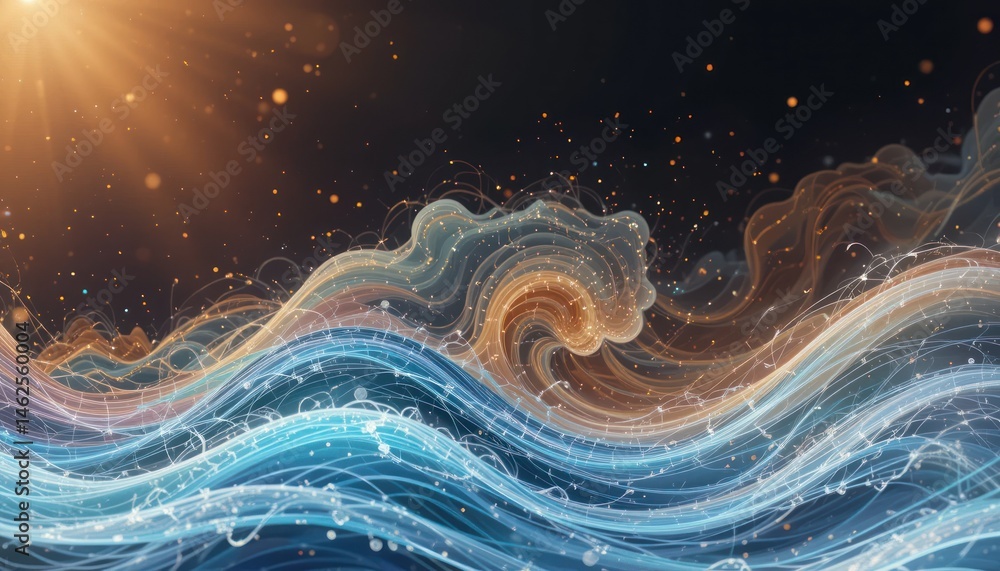 Aufkleber abstract grey light burst with flowing lines and glowing particles