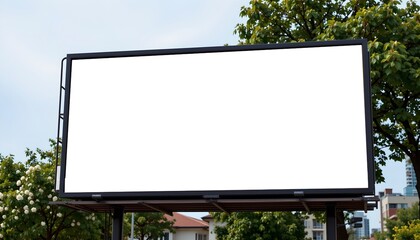 Fototapeta premium Blank Billboard Mockup Large Outdoor Advertising Space in Residential Area