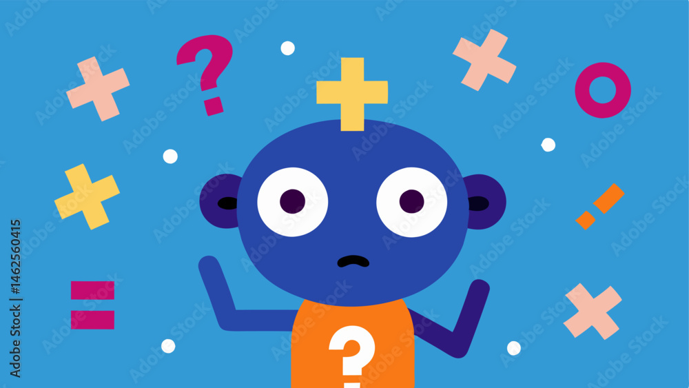 Poster expression of confusion a cartoon character with wide eyes and raised eyebrows scratching their head
