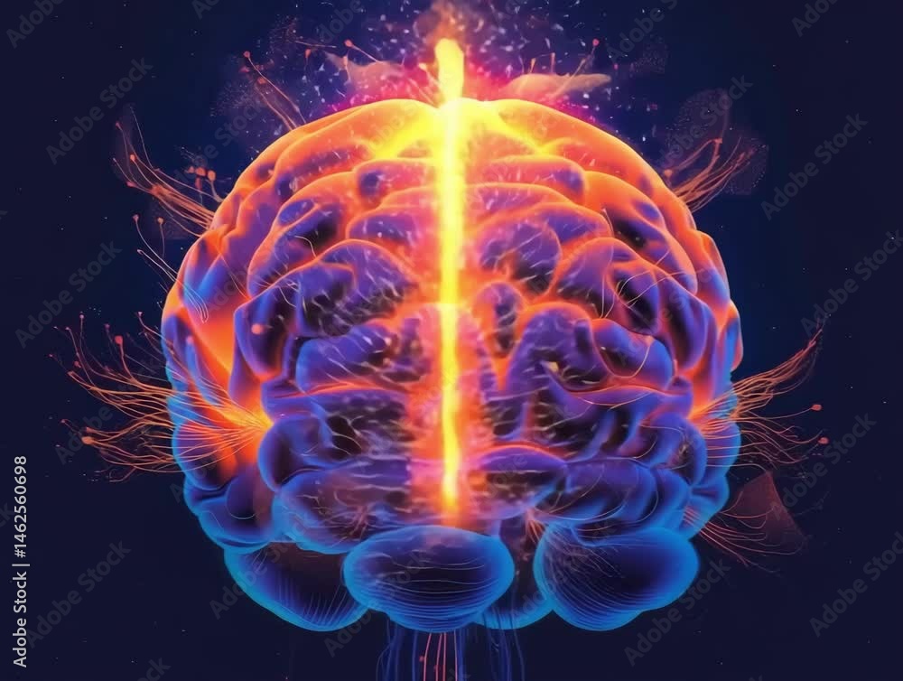 Aufkleber visual exploration of brain activity and neural connections in vibrant colors and dynamic patterns