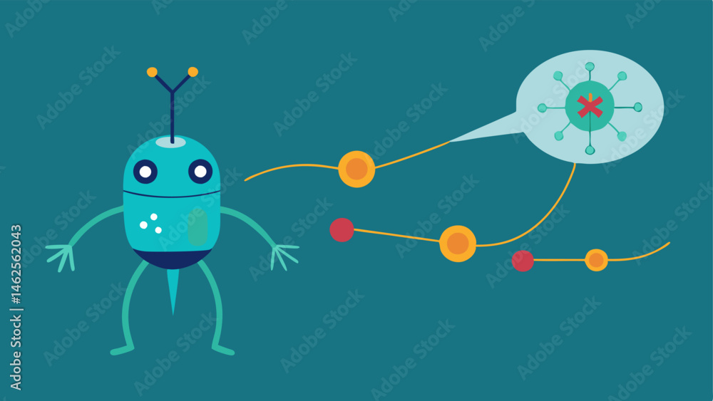 Poster pathway to a nerve cell an illustration of a nanobot approaching a nerve cell to deliver a neurotran