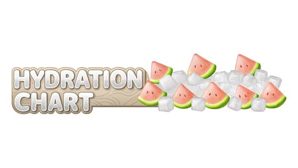 Summer detox & hydration food Hydration chart featuring colorful watermelon slices and ice, promoting healthy drinking habits.