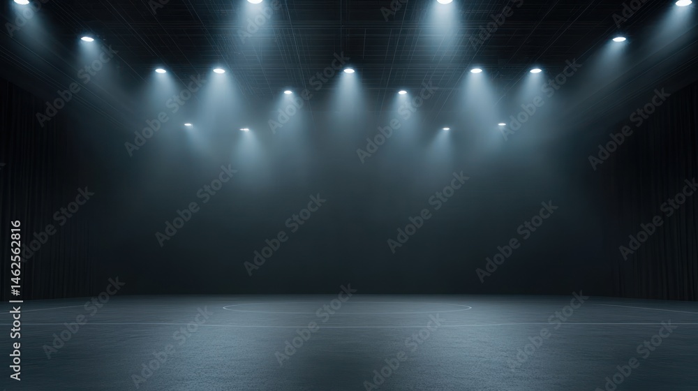 Poster empty illuminated stage or arena for event
