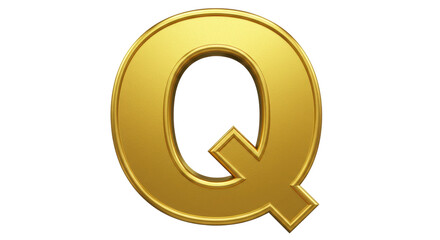 Isolated Golden Capital Letter Q for Alphabetical Design