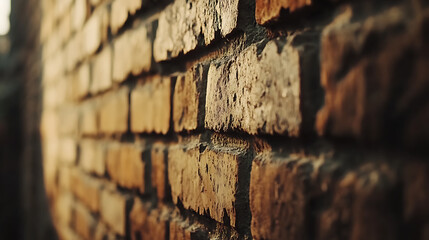 Close-Up of Aged Brick Wall in Warm Lighting