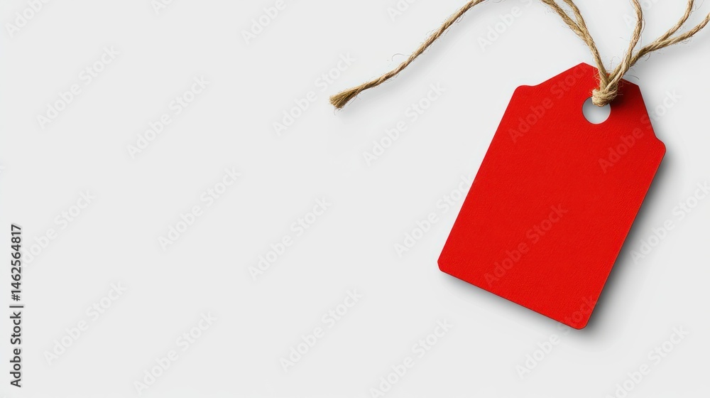 Poster blank red label with string