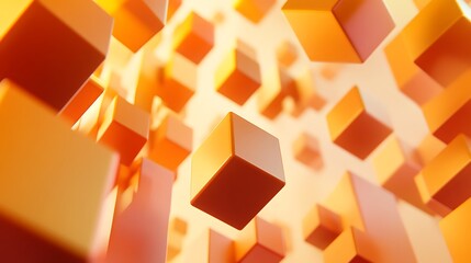 Abstract orange geometric cubes design