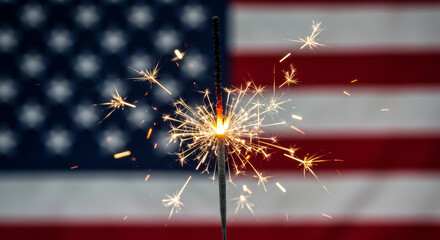 Happy 4th of July - Independence Day. Fourth of July lettering card. Fourth of July Greeting Card with Fireworks. Wallpaper. Background