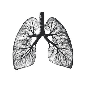 Survival, a silkscreen print of lungs on Png Format and Transparent Background