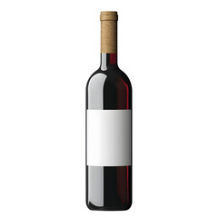 Elegant Red Wine Bottle with Blank Label on Wooden Surface – High-Quality Photography with Soft Focus Background
