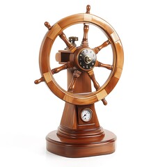 Obraz premium Wooden Ship Wheel Clock Decor.