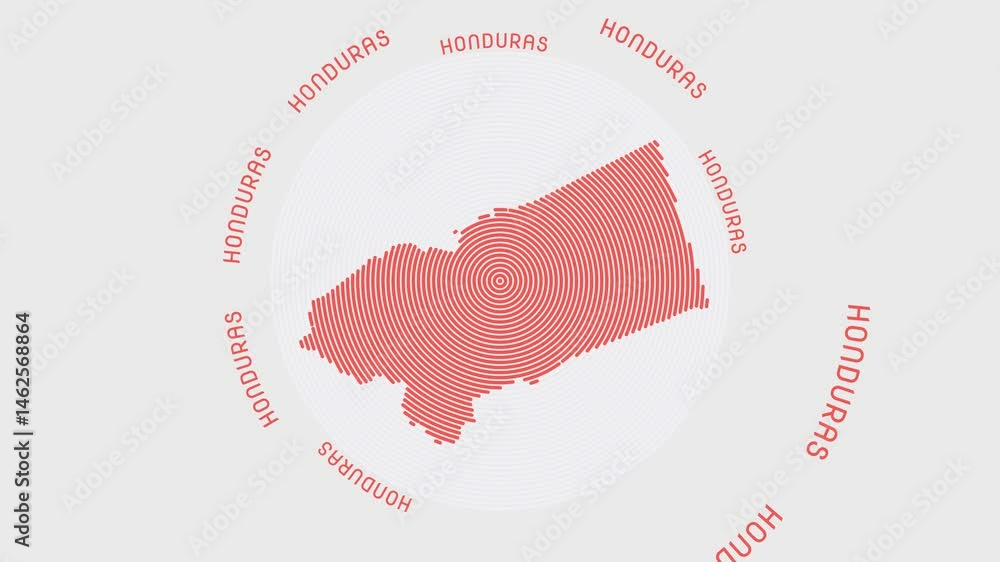 Poster honduras shape with dynamic circles visual effect. animation of honduras logo appearing from rotatin