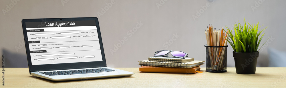 Poster online loan application form for modish digital information collection on the internet network