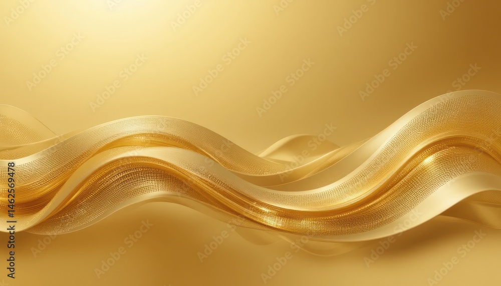 Poster abstract gold light burst with flowing lines and glowing particles