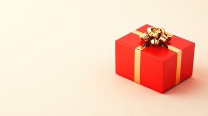 Red gift box gold ribbon minimalist holiday design