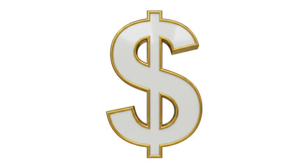 Isolated Dollar Sign with Golden Outline