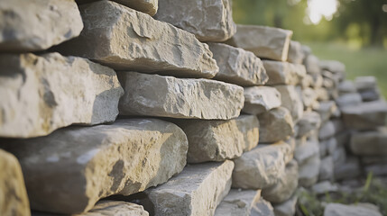 Stacked Stone Wall in Outdoor Setting